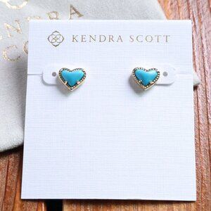 Kendra Scott Ari Heart Gold Turquoise Stud Earrings fashion